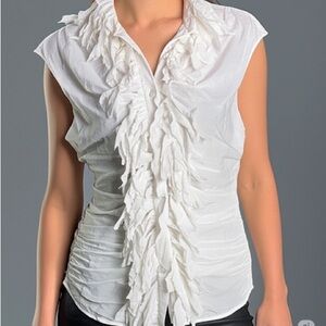 Catherine Malandrino Fringe Top Size 8 Cream